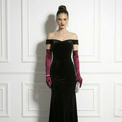 Long Burgundy Dark Red Satin Gloves for Formal, Opera and Evening Dress