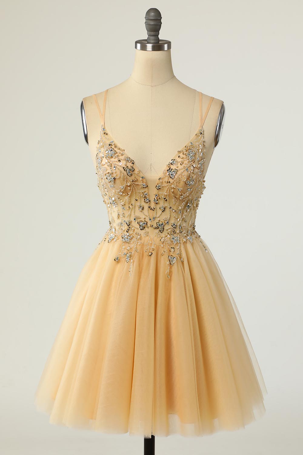 Champagne Short Cocktail Semi Formal Prom Dress EN5709 Size 10 / Champagne Champagne Short Cocktail Semi Formal Prom Dress EN5709 Size 10 / Champagne
