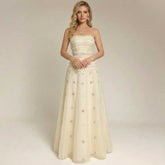Dark Ivory Sparkly Strapless Evening Gown EN6202