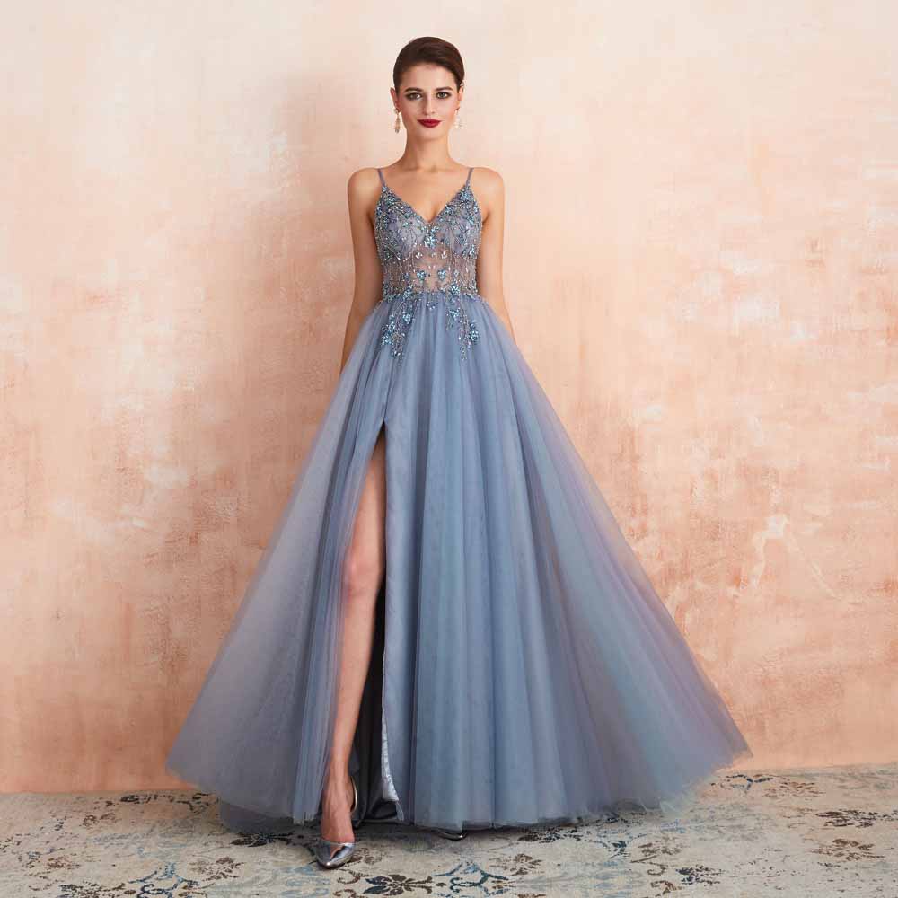 Dusty Blue Sexy Maxi Black Tie Formal Prom Evening Dress EN3407 Dusty Blue Sexy Maxi Black Tie Formal Prom Evening Dress EN3407