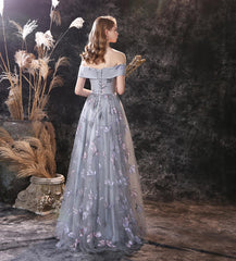 Gray Maxi Long Butterfly Formal Prom Evening Dress EN3901