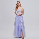 Lilac Purple Lace Formal Prom Evening Dress EN5201
