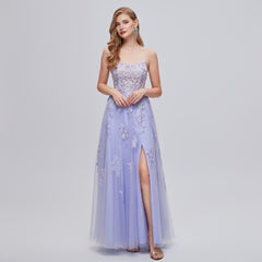 Lilac Purple Lace Formal Prom Evening Dress EN5201