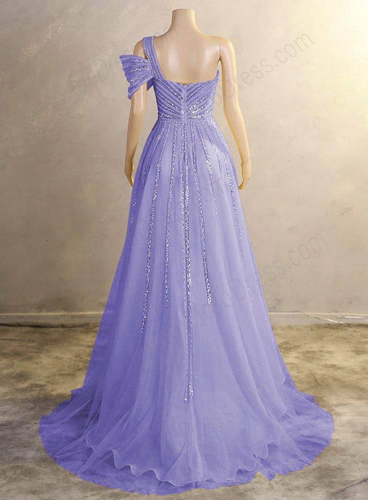 Lilac Purple Maxi One Shoulder Formal Prom Evening Dress EN5811