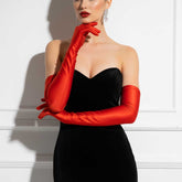 Red Long Satin Gloves for Opera, Gala, Black Tie and Formal Events