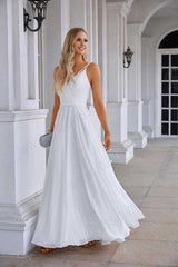 Chiffon Simple Maxi Wedding Dress with Full Skirt EN5715