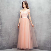 Peach Maxi Formal Home Coming Evening Dress with Lace EN1001