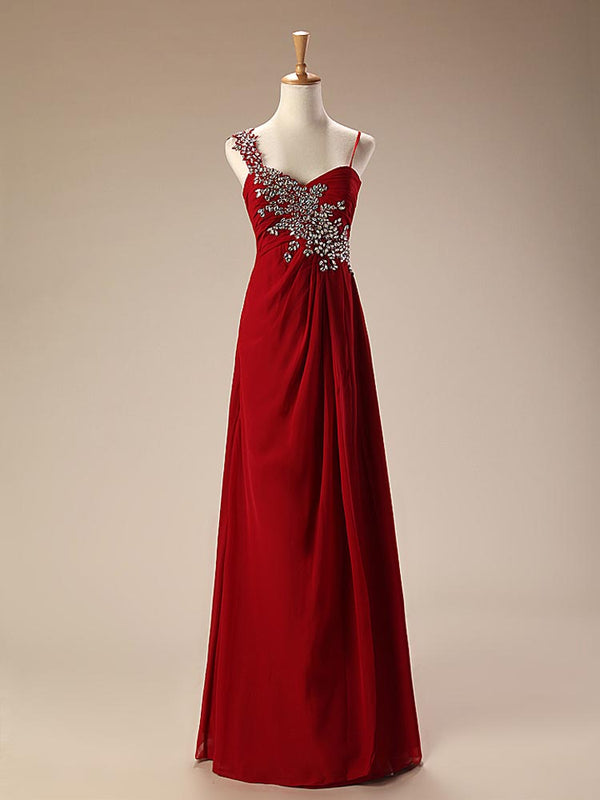 Red Grecian One Shoulder Formal Prom Evening Dress EN143