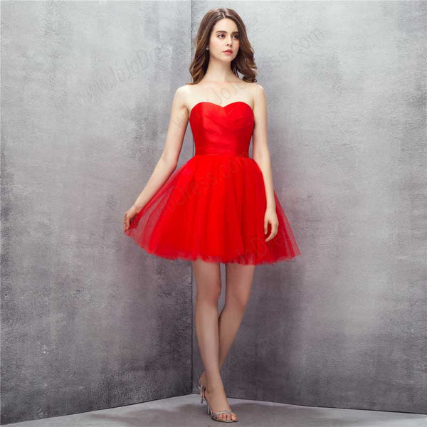 Hot Red Formal Cocktail Dress with Mini Skirt EN1005
