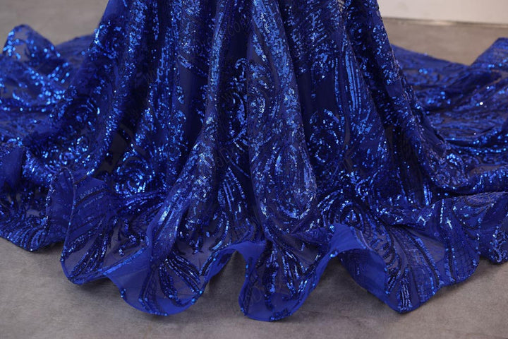 Royal Blue Maxi Sequins Lace Mermaid Formal Prom Evening Dress EN5815