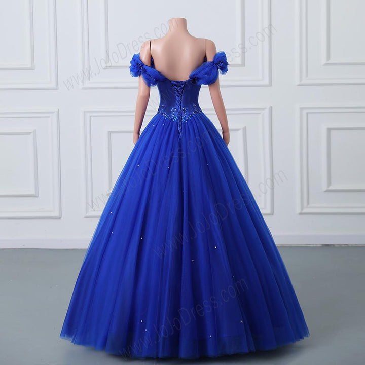 Royal Blue Butterfly Off the Shoulder Maxi Prom Ball Gown Evening Formal Dress EN5802