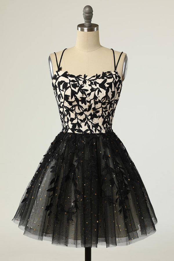 Black Lace Cocktail Prom Semi Formal Dress EN5704