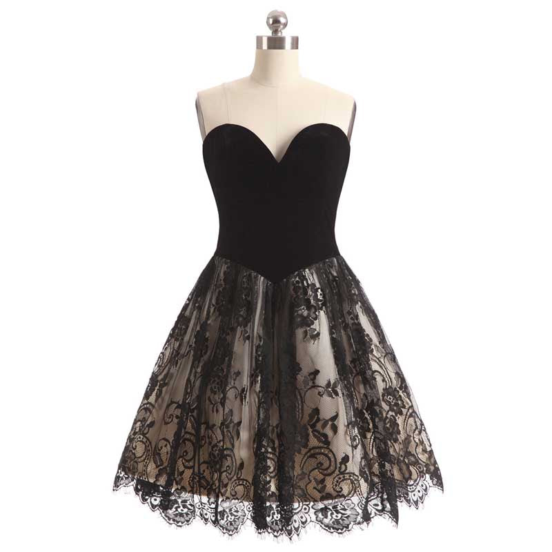 Elegant Black Lace Short Cocktail Dress EN1011 Size 6 / Black Elegant Black Lace Short Cocktail Dress EN1011 Size 6 / Black