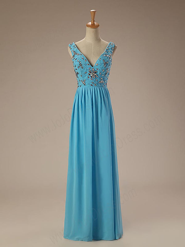 Turquoise Maxi Long Formal Prom Evening Dress EN133