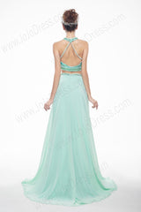 Turquoise Sexy Maxi Chiffon Formal Prom Evening Dress EN144