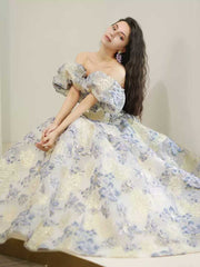 Unqiue Maxi Prom Pageant Ball Gown Evening Dress with Off Shoulder Sleeves TB2401