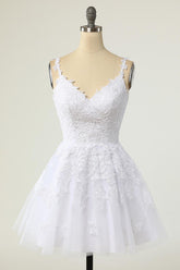 White Lace Short Cocktail Semi Formal Prom Dress EN5706