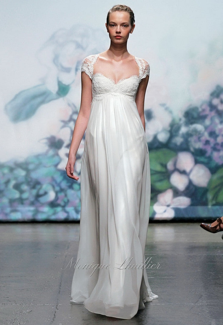 Grecian Lace Empire Dress with Keyhole Back DV3012 Size 12 / White Grecian Lace Empire Dress with Keyhole Back DV3012 Size 12 / White