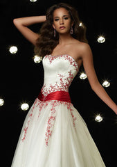 Strapless Emboridered Ball Gown Home Coming Dress HB124A