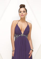 Grecian Purple Halter Sexy Hot Formal Evening Dress HB143A