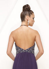 Grecian Purple Halter Sexy Hot Formal Evening Dress HB143A