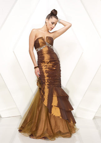 Metalic Brown Strapless Mermaid Formal Prom Dress HB150A