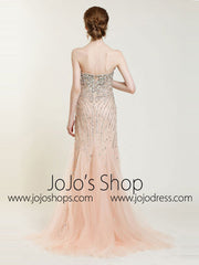Strapless Jeweled Mermaid Formal Prom Dress