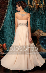 Peach Pink Grecian Long Chiffon Formal Prom Evening Pageant Dress DQ830798