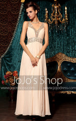 Peach Pink Grecian Long Chiffon Formal Prom Evening Pageant Dress DQ830798