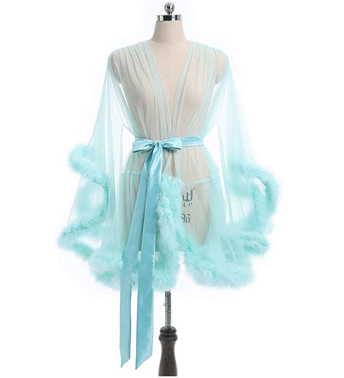 Lace robe with fur clearance