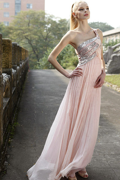 Blush Pink Grecian One Shoulder Prom Dress SA80168 X-Large Blush Pink Grecian One Shoulder Prom Dress SA80168 X-Large