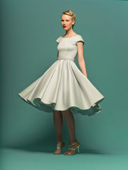 Modest Retro 50s  Knee Length Formal Wedding Dress