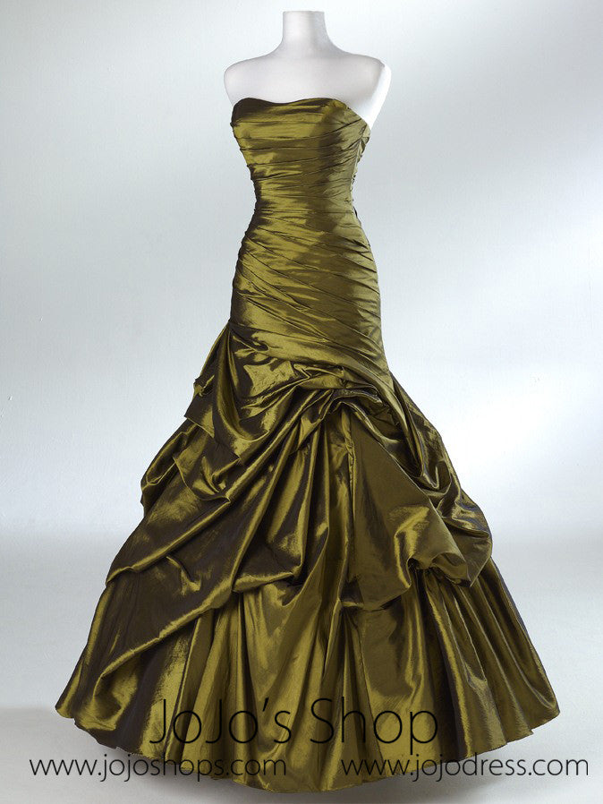 Green Pleated Strapless Fit and Flare Formal Prom Evening Dress HB2012A Size 22w / Green Green Pleated Strapless Fit and Flare Formal Prom Evening Dress HB2012A Size 22w / Green