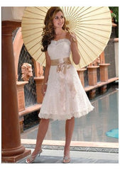 Strapless knee length reception Dress