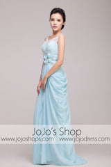 Grecian Powder Blue V Neck Formal Prom Dress | G2009