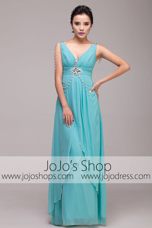 Grecian Goddess Blue V Neck Formal Prom Dress | G2011 Size 24W / Blue Grecian Goddess Blue V Neck Formal Prom Dress | G2011 Size 24W / Blue