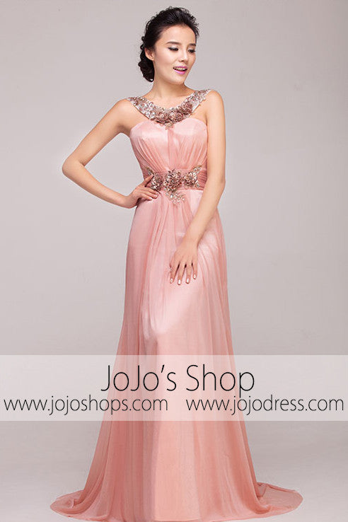 goddess prom dress Grecian Goddess Pink Strapped Formal Prom Dress