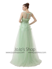 Green Tulle Formal Prom Bridesmaid Evening Dress | DV2085