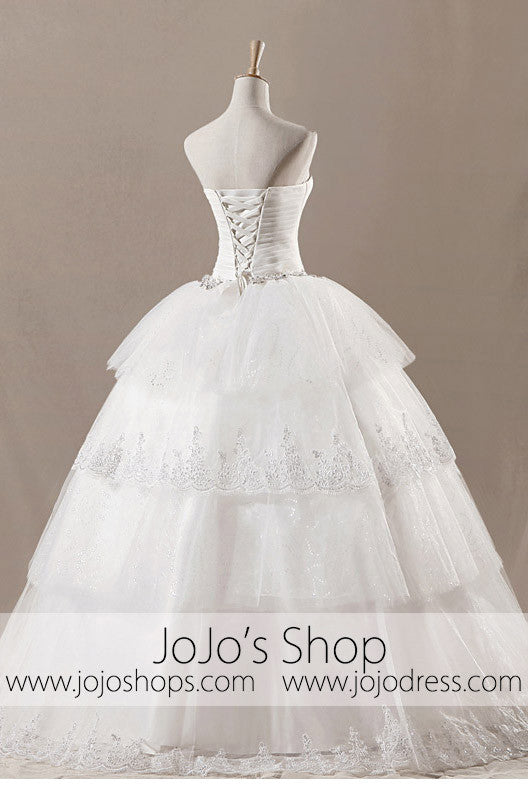 Strapless Wedding Dress | Princess Wedding Dress | Strapless Debutante Ball Gown | Tiered Ball Gown Wedding Dress
