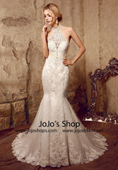 Halter Chantilly Lace Mermaid Dress | HL1002