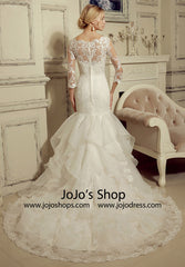 Long Sleeves Lace Fit and Flare Dress