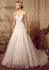 Timeless Strapless Lace Dress with Sweetheart Neckline | HL1014