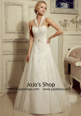 Halter Neck A-line Lace Dress | HL1019