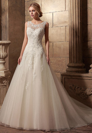 Jewel Neck A-Line Lace Dress | HL1023 Size 16W / White Jewel Neck A-Line Lace Dress | HL1023 Size 16W / White