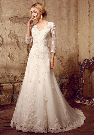 Vintage Inspired Lace Dress with Long Sleeves | HL1025 Size 6 / White Vintage Inspired Lace Dress with Long Sleeves | HL1025 Size 6 / White
