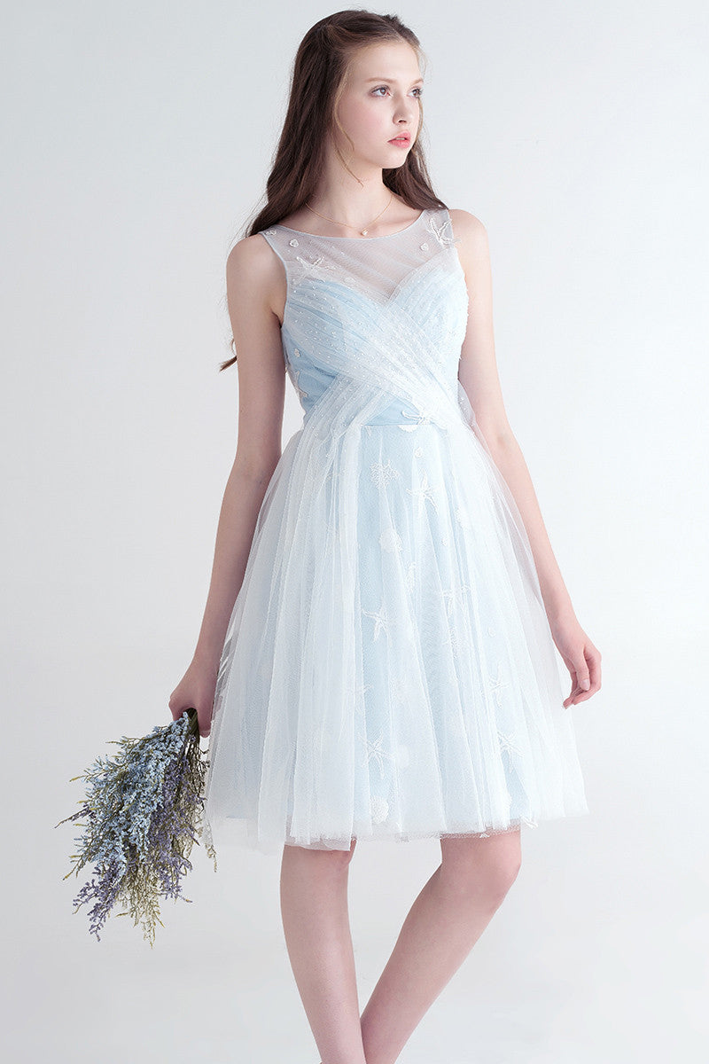 Ice Blue Short Tulle Bridesmaid Dress Size 18W / Other Ice Blue Short Tulle Bridesmaid Dress Size 18W / Other