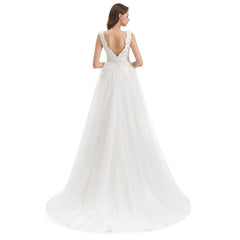Plunging Neckline Lace A-line Wedding Dress EN4810