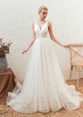 V Neck A-line Lace Dress