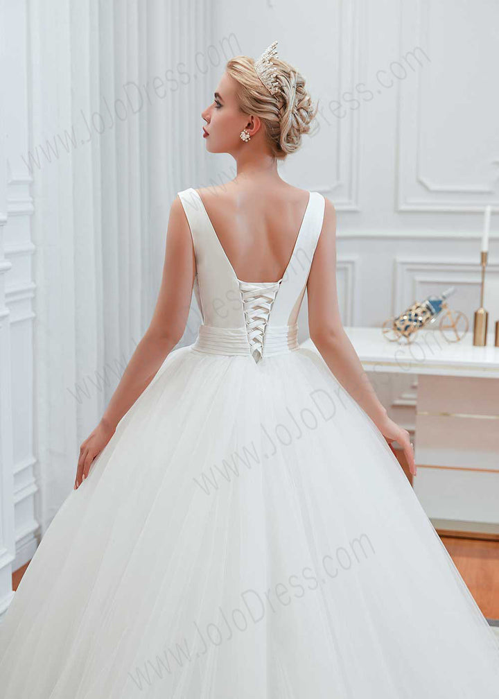 Princess Ball Gown Dress with Plunging V Neck