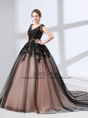 Black Lace Ball Gown Formal Prom Dress